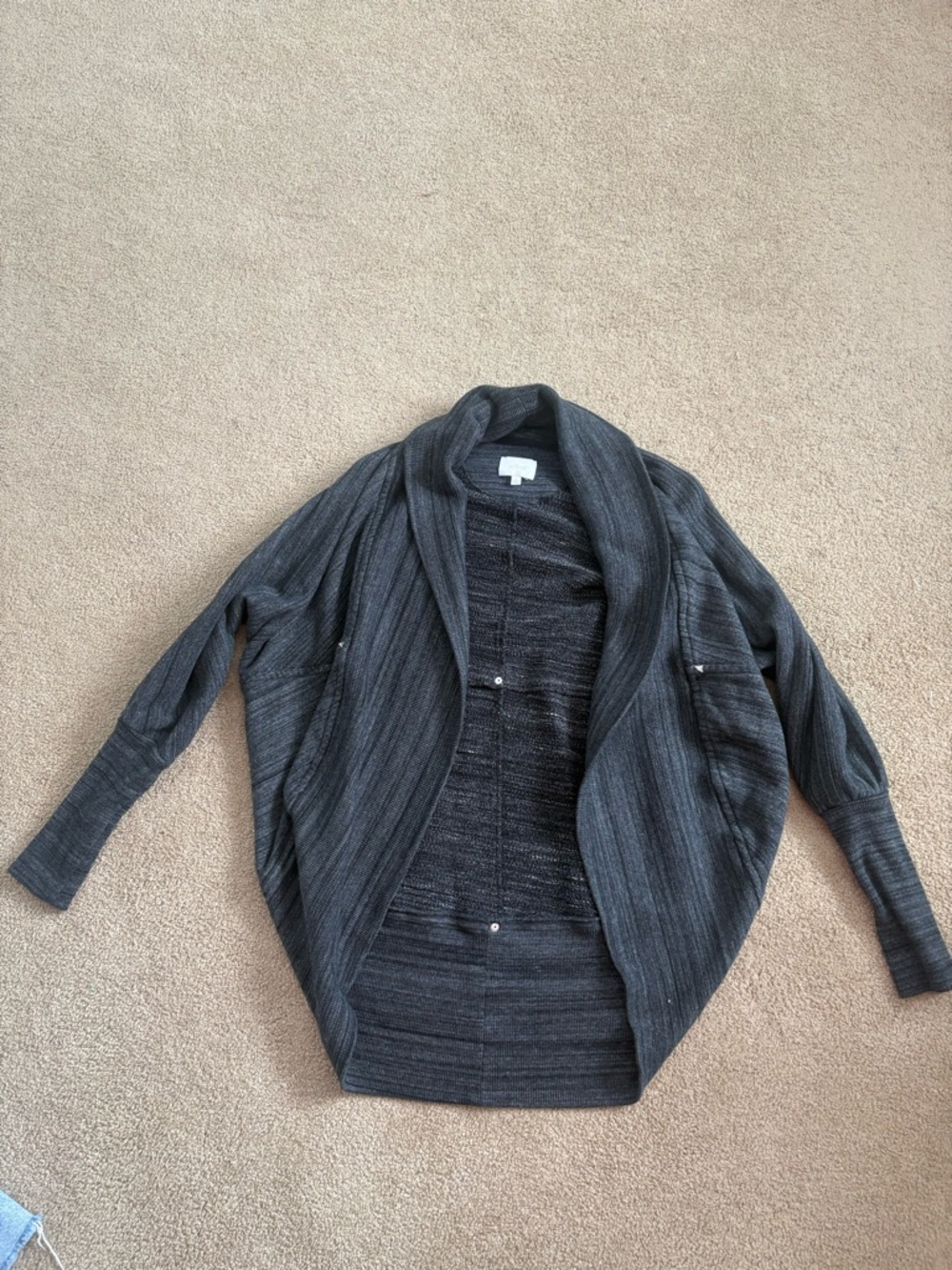 Wilfred Charcoal Draped Open Cardigan